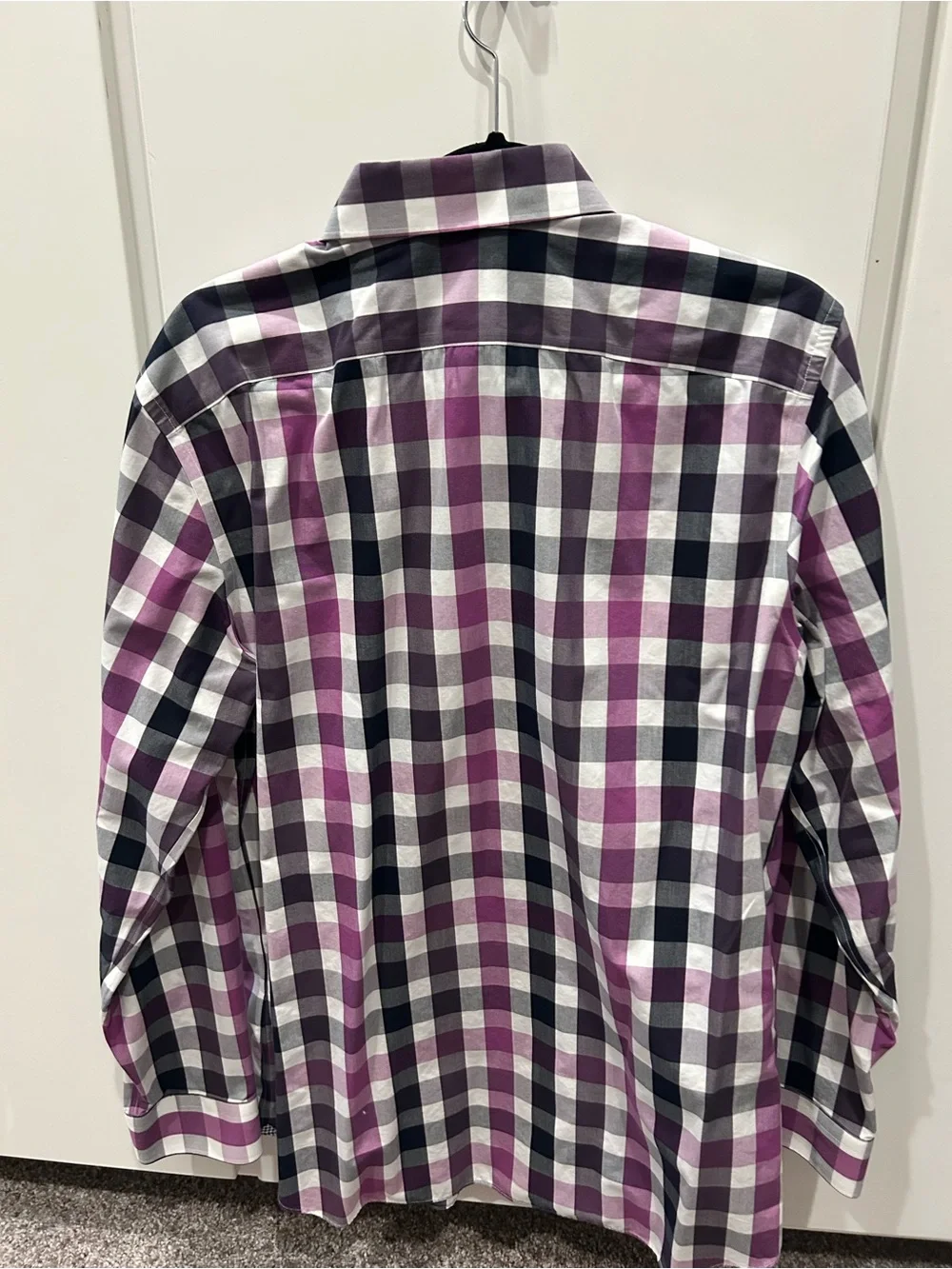 Banana Republic Men's Purple, Black & White Checked Button-Down Shirt